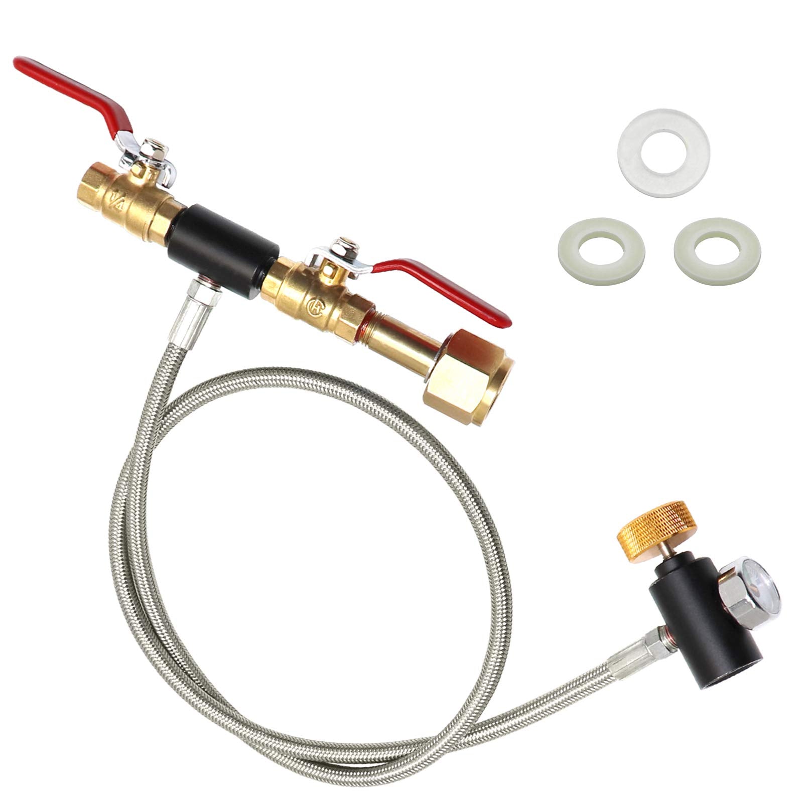 MONKEMON CGA320 adapter with gauge for precise refill monitoring.