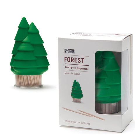 Monkey Business Forest toothpick dispenser on counter offering quick one-at-a-time access.