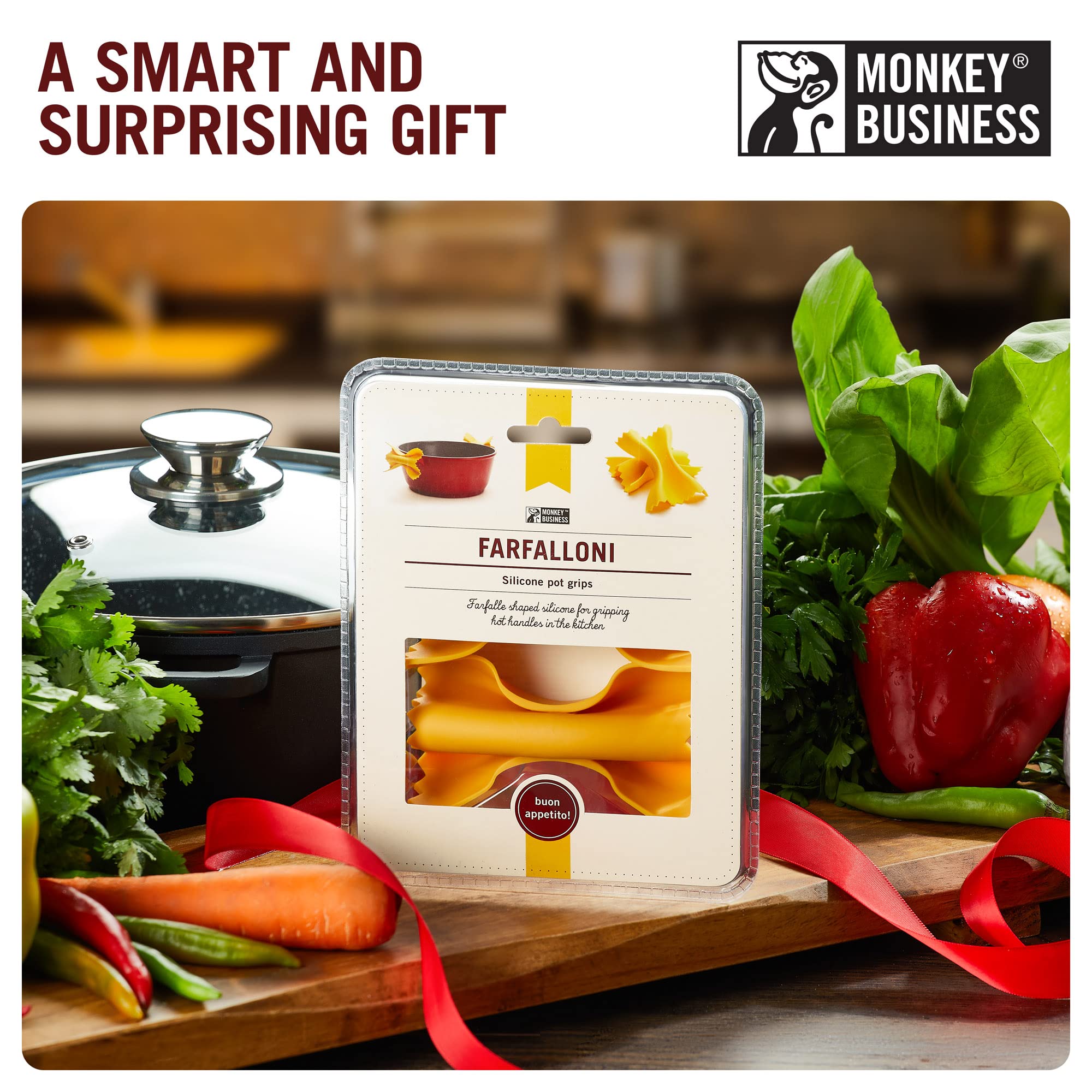 Hot pot transfer becomes easier with Monkey Business silicone grips.