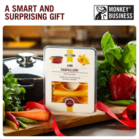 Hot pot transfer becomes easier with Monkey Business silicone grips.