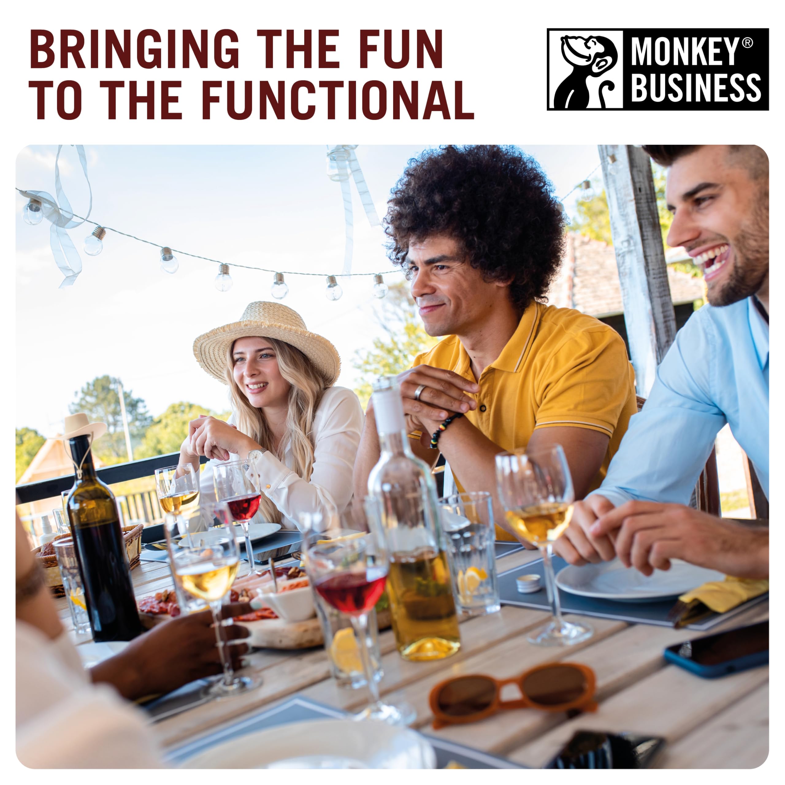 Monkey Business Howdy gift-pack wine stoppers shown as a thoughtful present