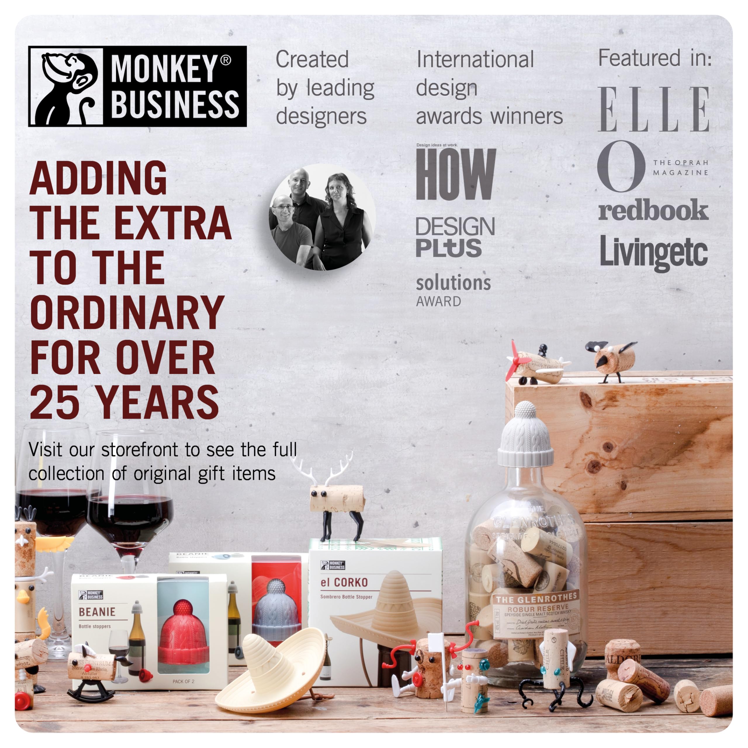 Monkey Business Howdy two-pack gift for wine lovers shown together