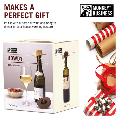 Monkey Business Howdy western flair wine stopper adds playful table charm