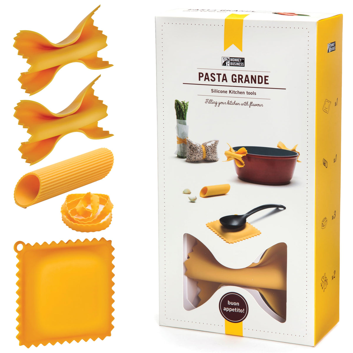 Monkey Business Pasta Grande gift box viewed from above, a ready gift idea for home cooks.