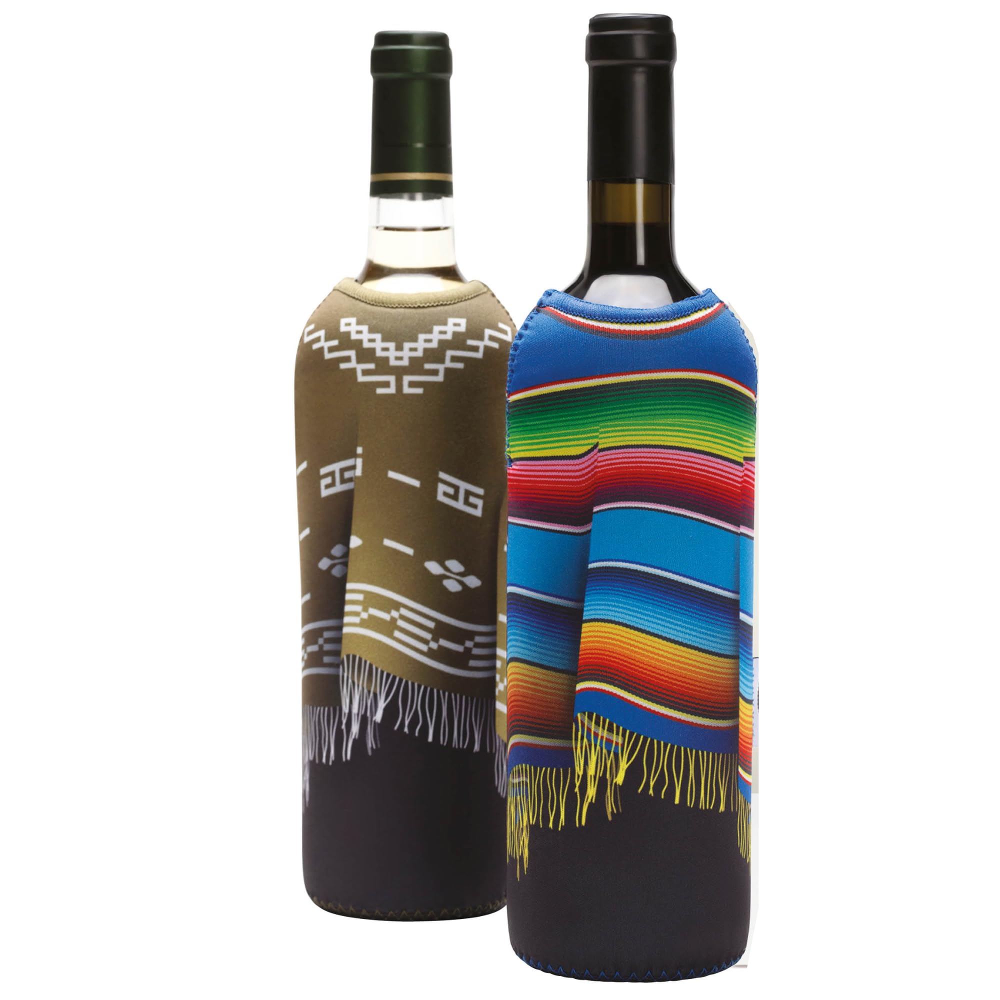 Monkey Business wine bottle poncho cover design highlights colorful, playful style for table settings