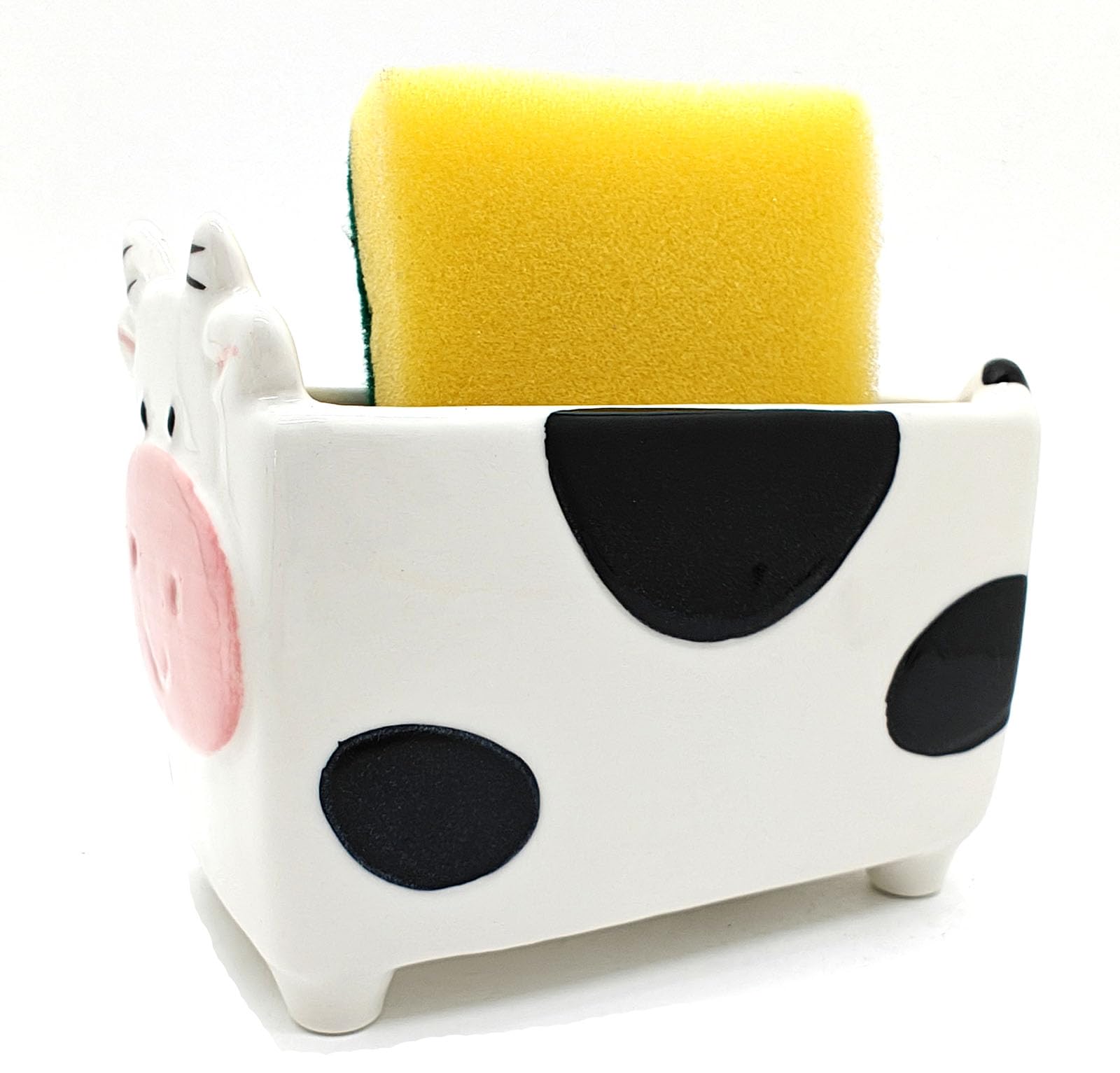MONMOB closeup cow sponge holder glaze highlights craftsmanship
