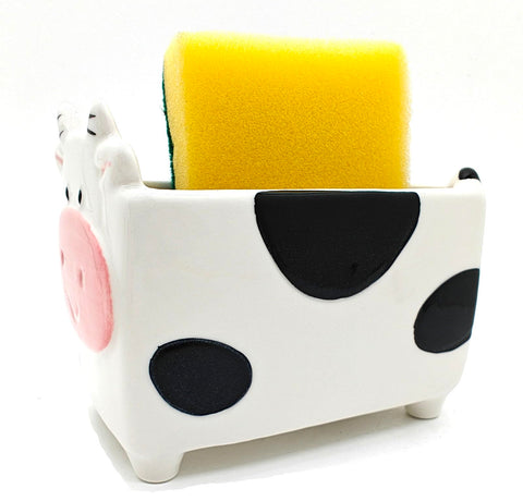 MONMOB closeup cow sponge holder glaze highlights craftsmanship