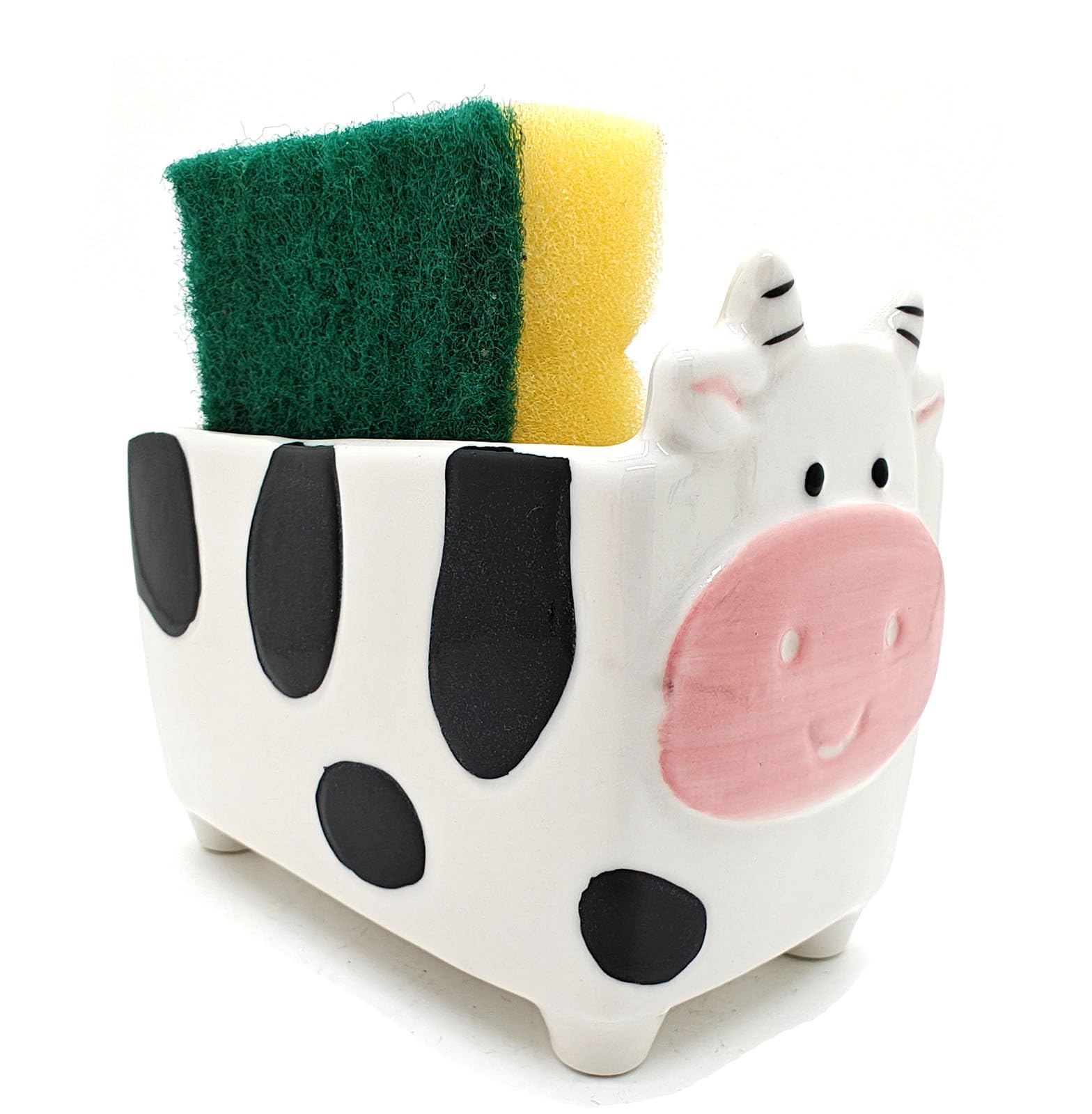 MONMOB cow sponge holder front view keeps sponge handy and dry