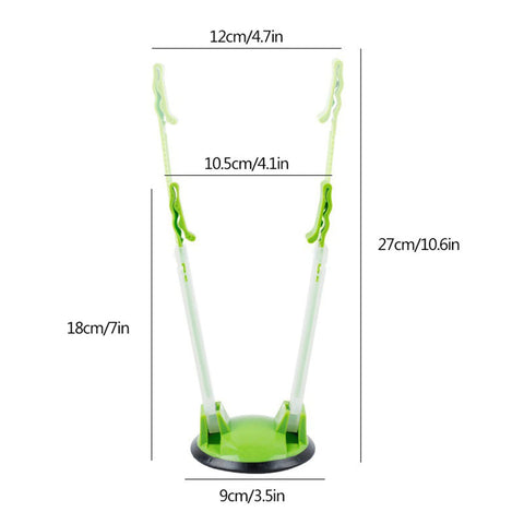 MONOTONOUS Baggy Rack clip secures bags to prevent spills during filling.