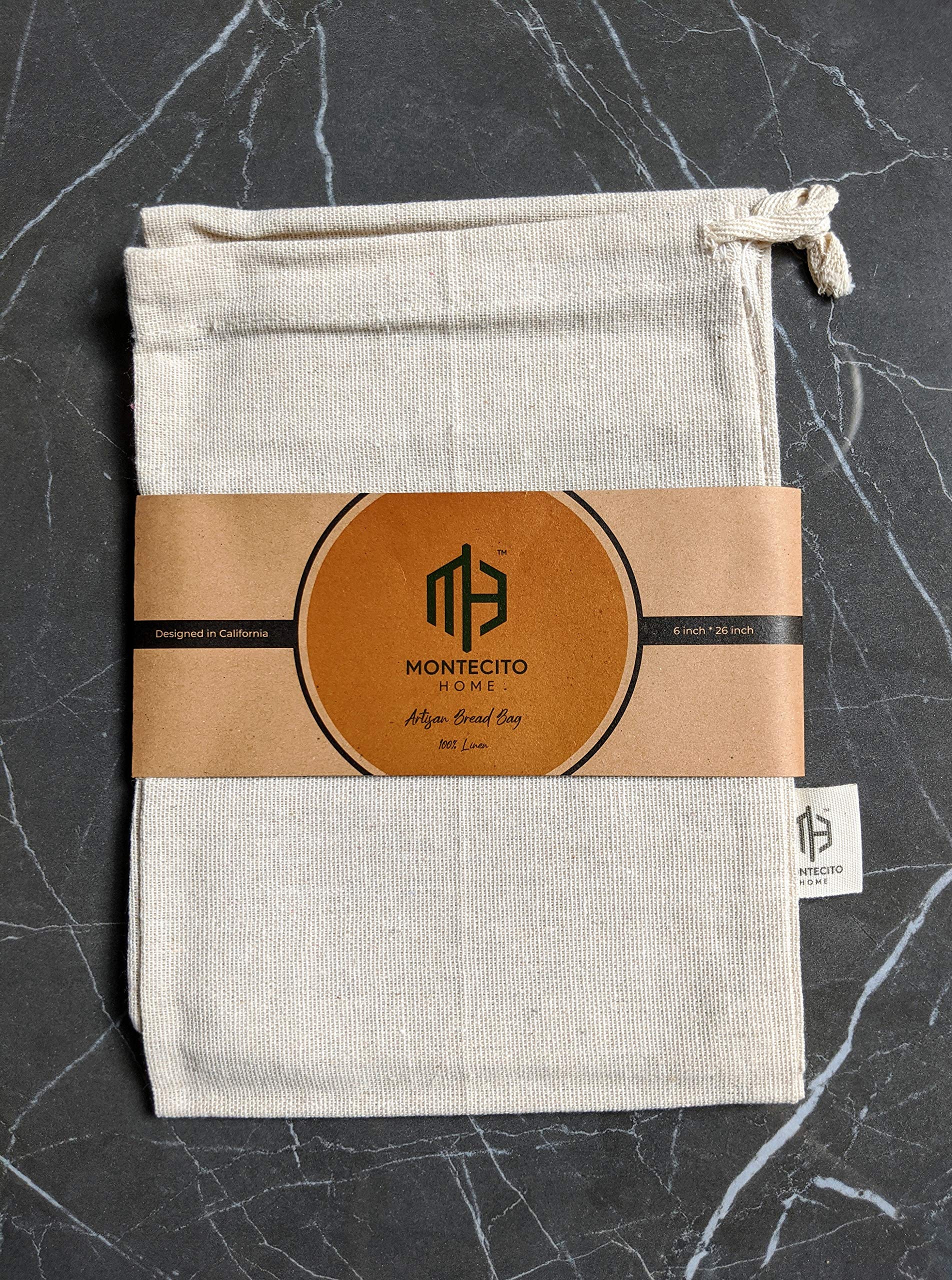 Montecito Home linen bread bags in use show farmhouse charm and practicality.