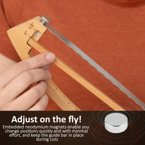 Half inch thickness guide on the MonteHerra bread knife for controlled slicing