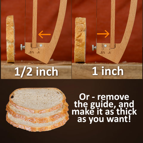 One inch thickness guide on the MonteHerra bread knife for thicker cuts