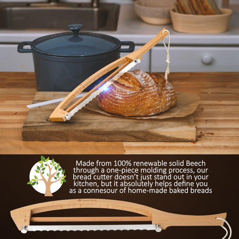 Thickened serrated blade on MonteHerra bread knife for clean crust without crushing crumb