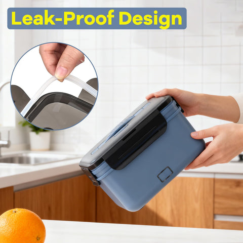 Monteka cordless lunch box in-use car setting for hot meals on the road