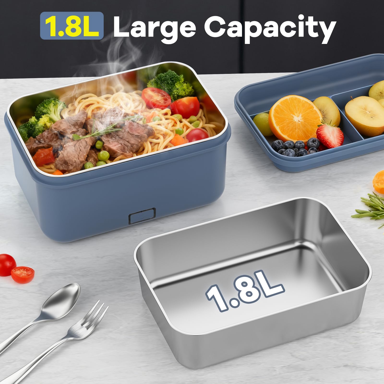 Monteka cordless lunch box leak-proof seal with removable inner pot for mess-free cleanup