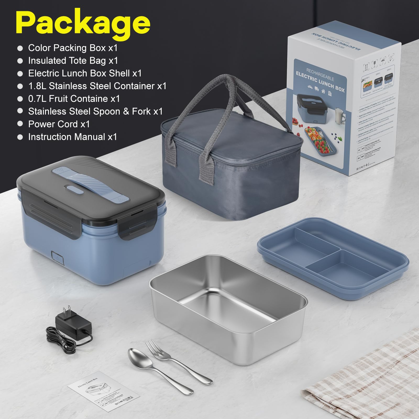 Monteka cordless lunch box at office setting for desk-ready heat meals