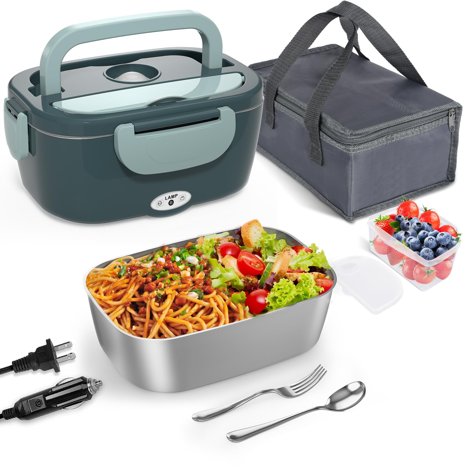 Monteka electric lunch box liner in stainless steel keeps meals warm on the go.