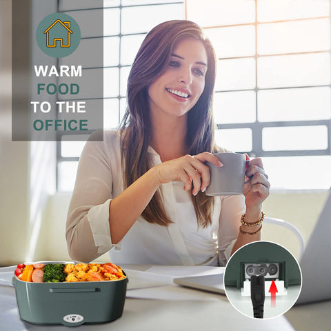 Monteka lunch box with three adapters for home, car, and truck heating
