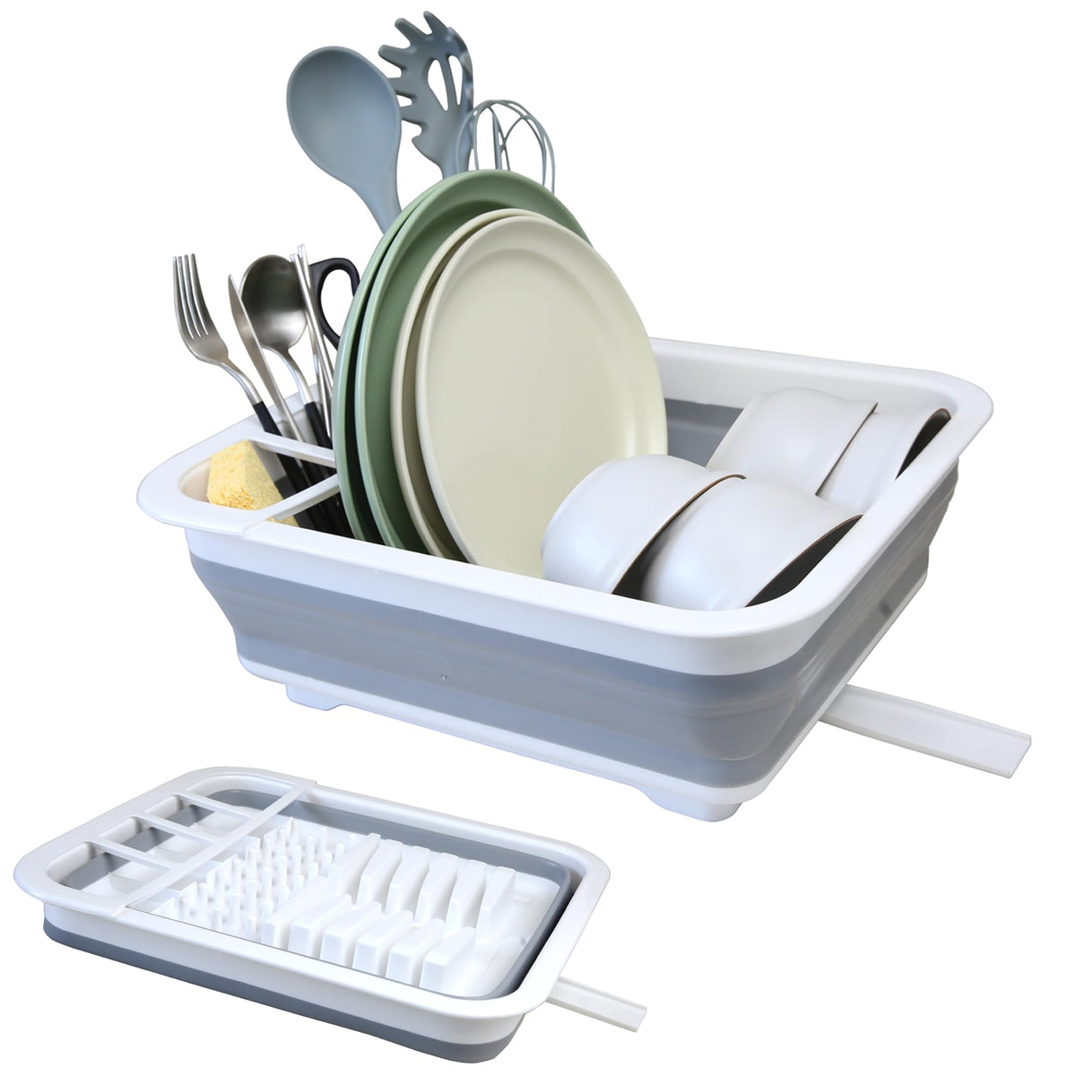 MontNorth collapsible dish drainer with drain plug for tidy countertops
