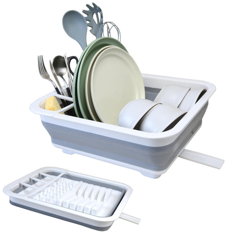 MontNorth collapsible dish drainer with drain plug for tidy countertops