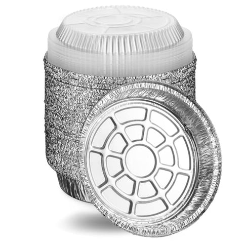MontoPack 7-inch round pans with clear lids for easy baking and serving.