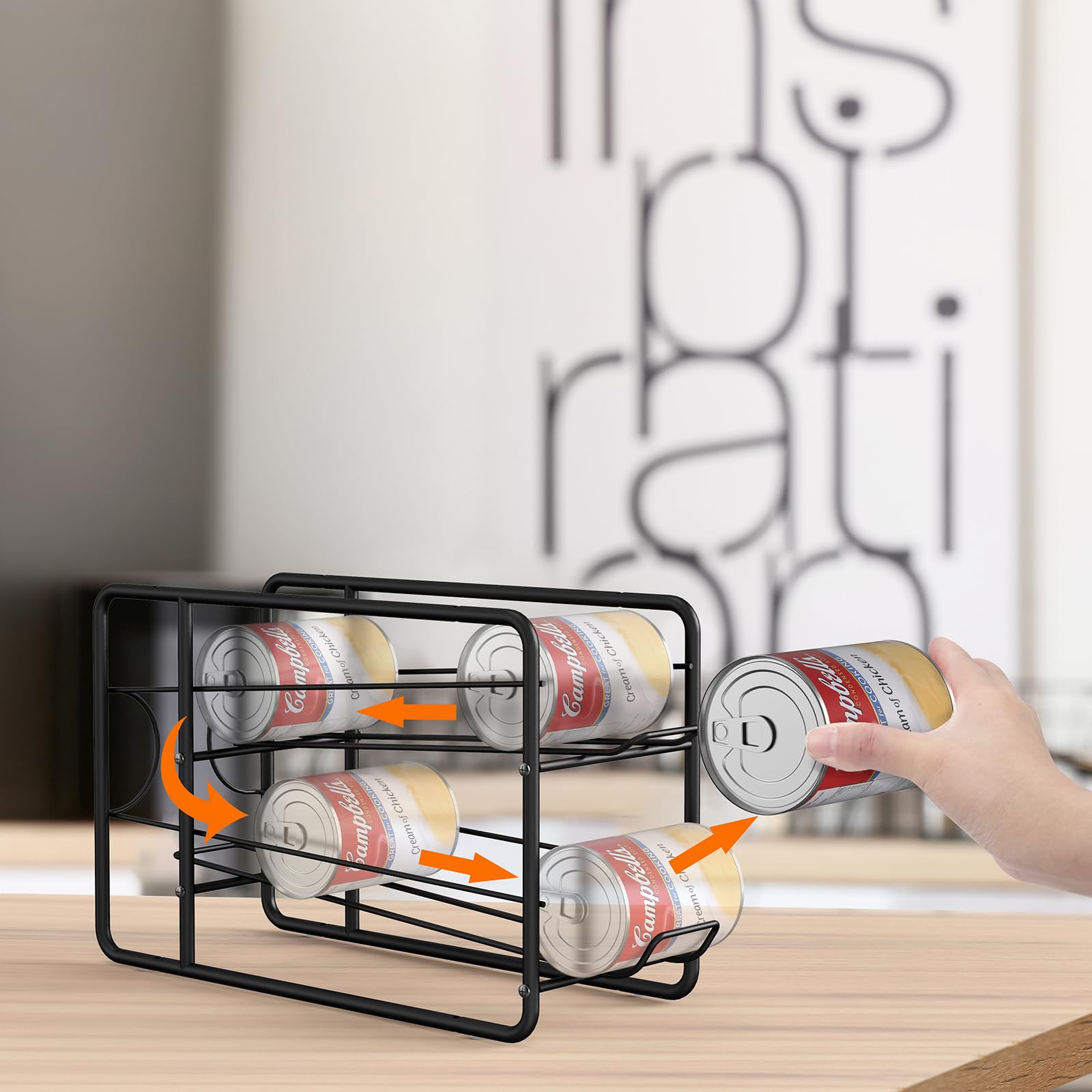 MOOACE can organizer sliding design shown in action for easy bottom-to-front access.