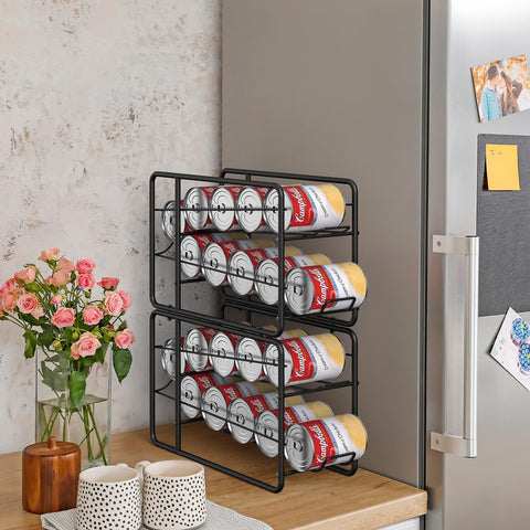 MOOACE stackable can rack with interlocking connectors demonstrates space-saving stackability.