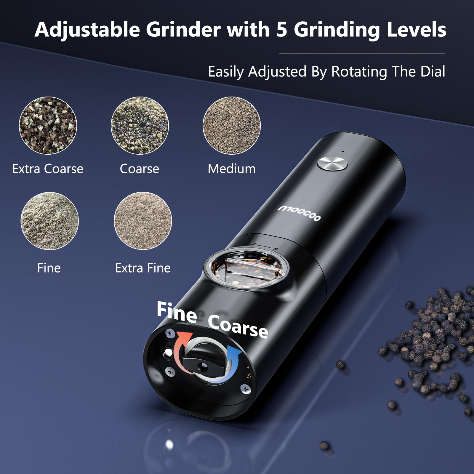 Moocoo large 75g salt capacity reduces refills during cooking.