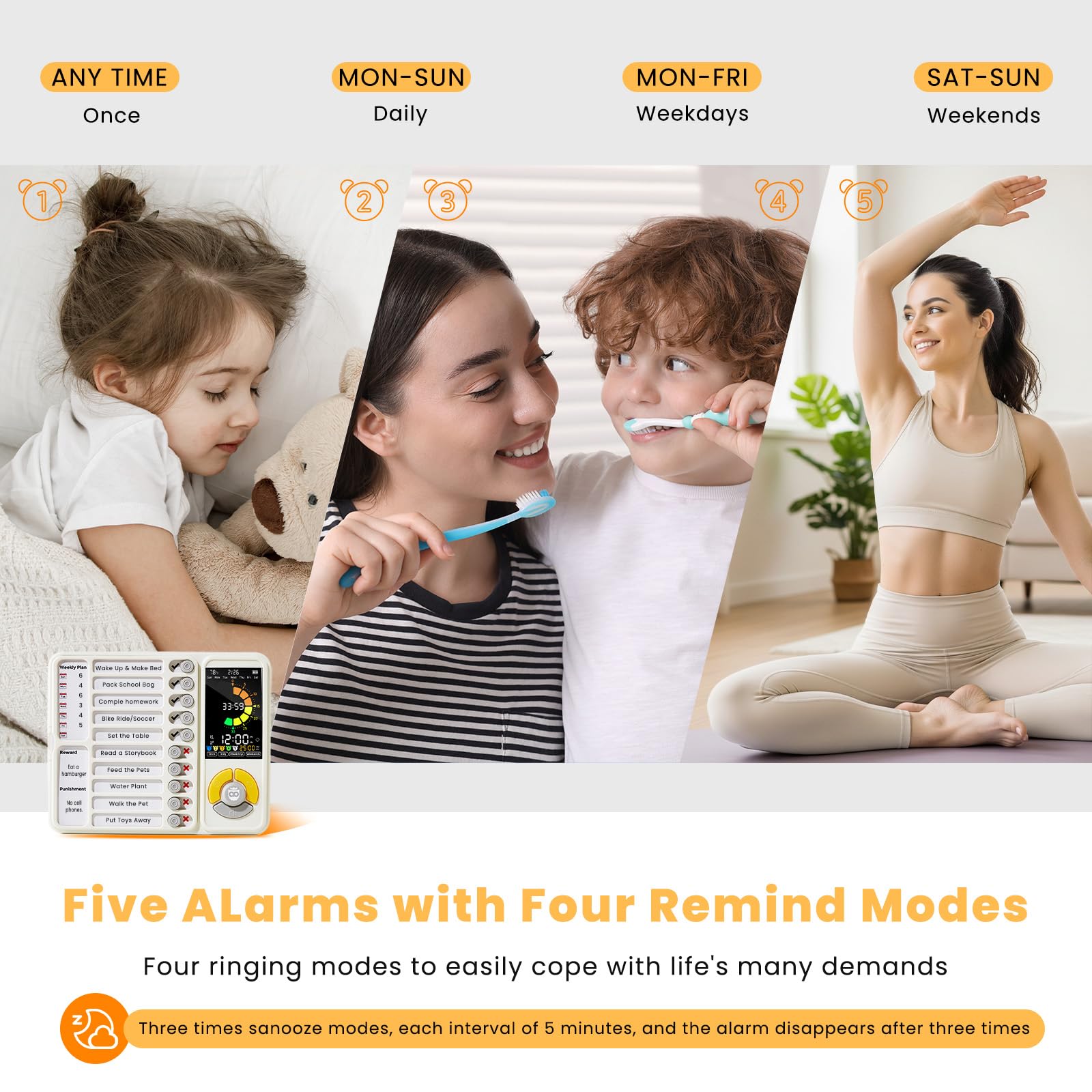 Mooking 5-in-1 timer alarms enable Pomodoro study cycles.