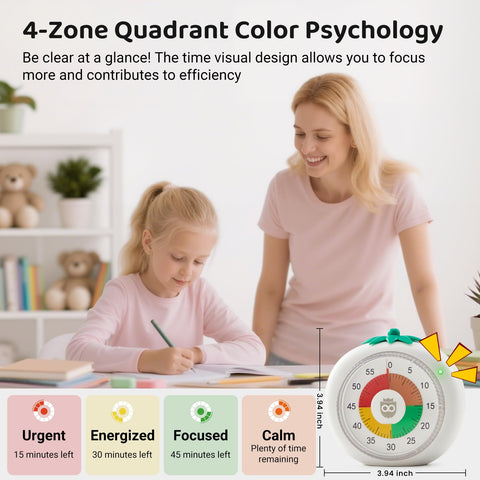 Mooking Visual Timer magnetic back for fridge or whiteboard mounting during study sessions.