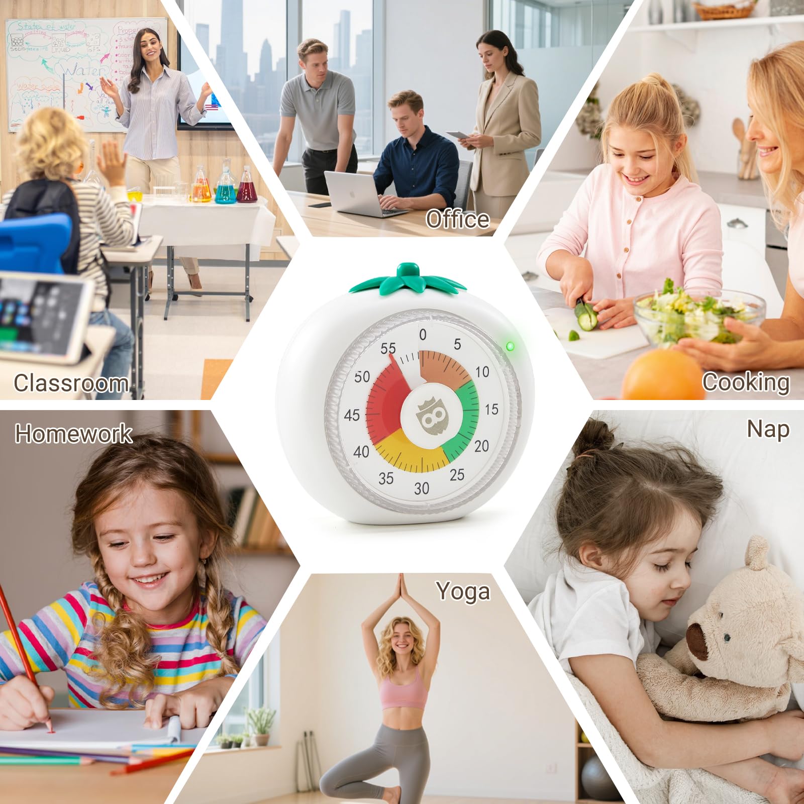 Mooking Visual Timer suits multiple spaces like classroom, kitchen, and office use.