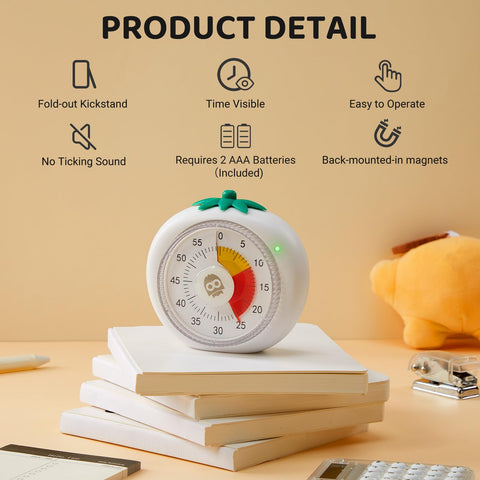 Mooking Visual Timer operates without tick for quiet study environments.