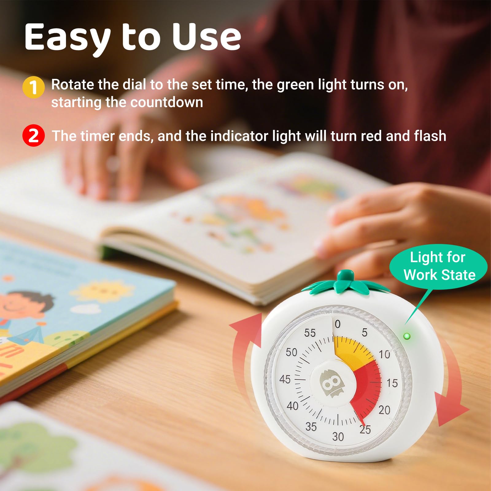 Mooking Tomato-shaped timer engages kids during tasks and learning.