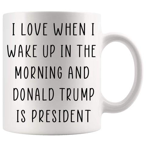 Moon9xx Trump mug front view showcases bold typography for energizing mornings.