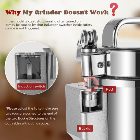 Moongiantgo grain mill grinder on/off button for simple operation.