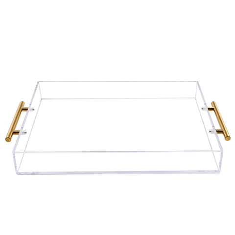 Moonlit Pond clear acrylic tray from a side view highlighting the curved handle