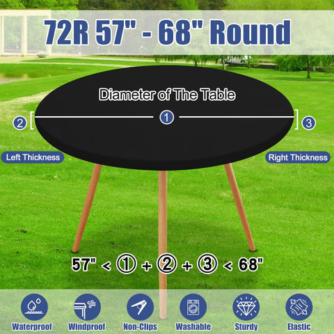 Moosfor black round tablecloth adds a clean modern look