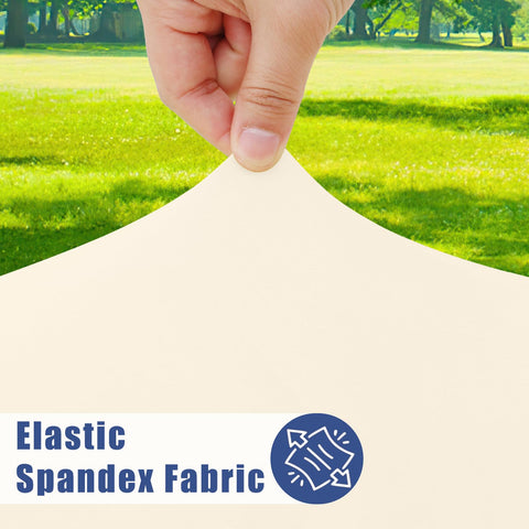 Moosfor Elastic Edge Wrap-Around provides secure fit without clips for outdoor dining.