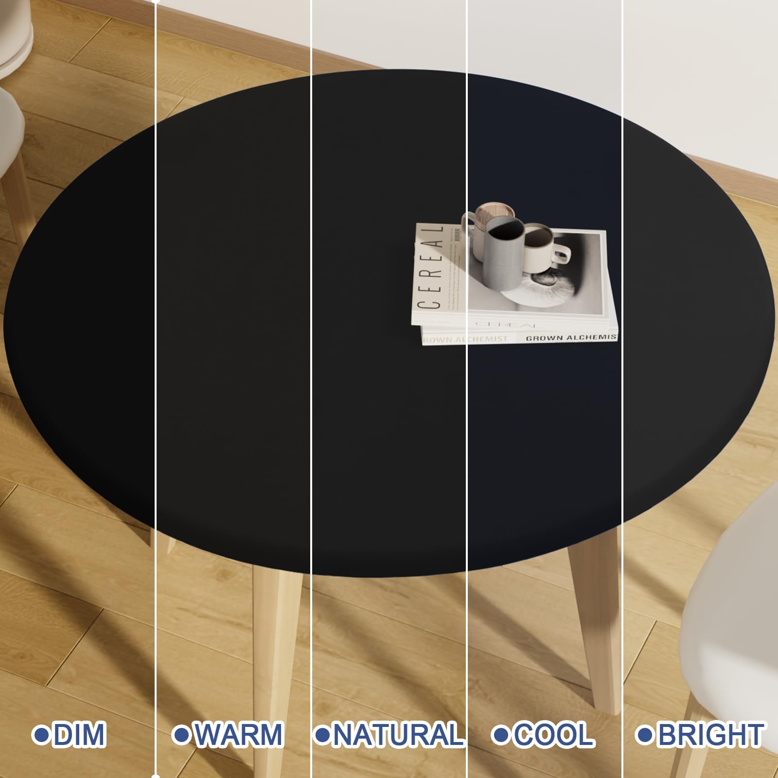 Moosfor round tablecloth adapts to different sizes with stretch