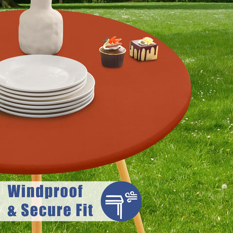 Moosfor tablecloth features sturdy stitching for repeated use.