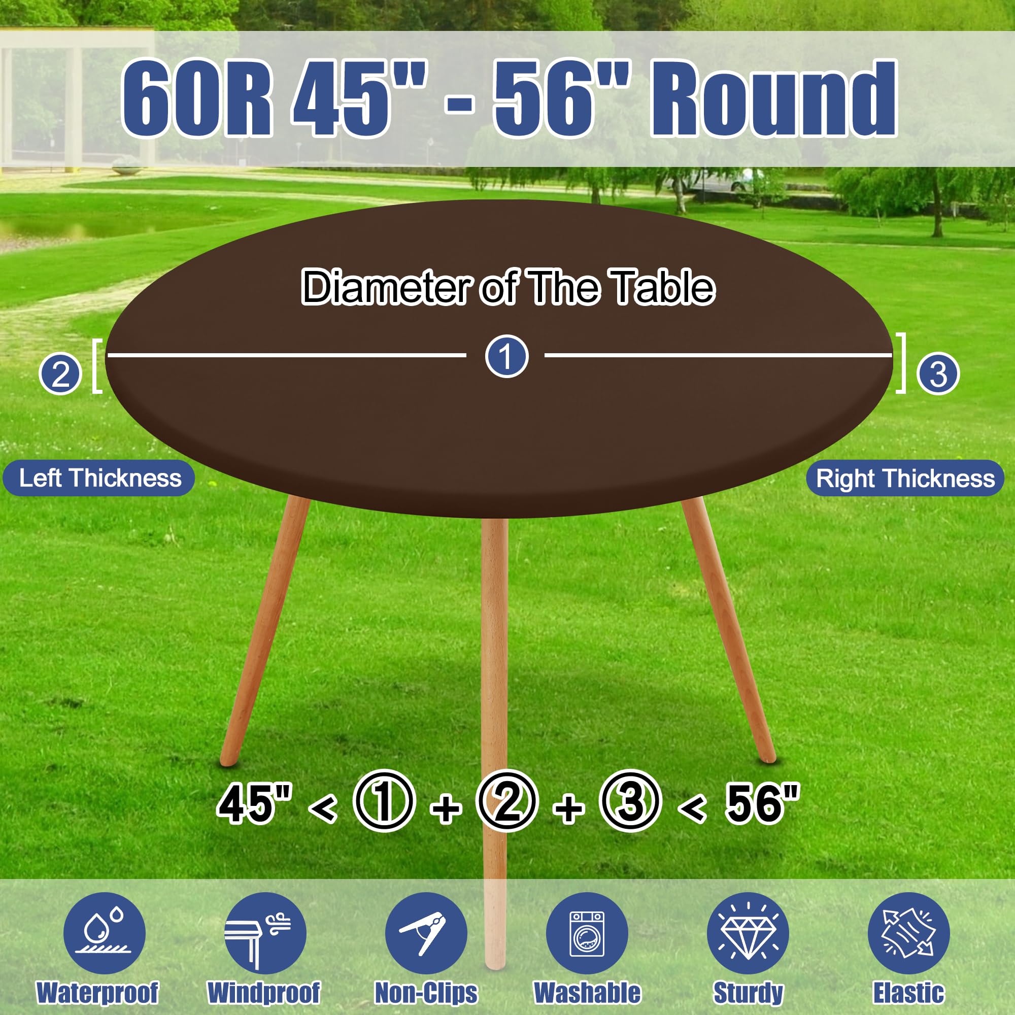 Moosfor round tablecloth windproof elastic edges stay in place.