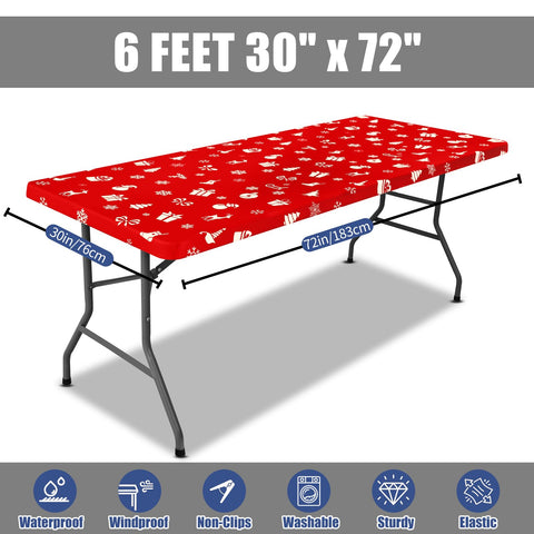 Moosfor Spandex tablecloth enhances Christmas dinners with a festive vibe.
