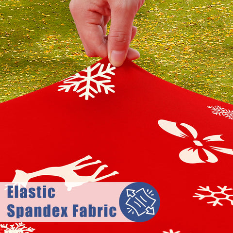 Moosfor Spandex tablecloth showing elastic edges wrapping snugly around the table.