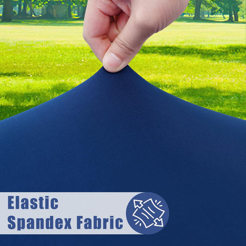 Moosfor Spandex 6ft tablecloth navy elastic edges demonstrate windproof stability.