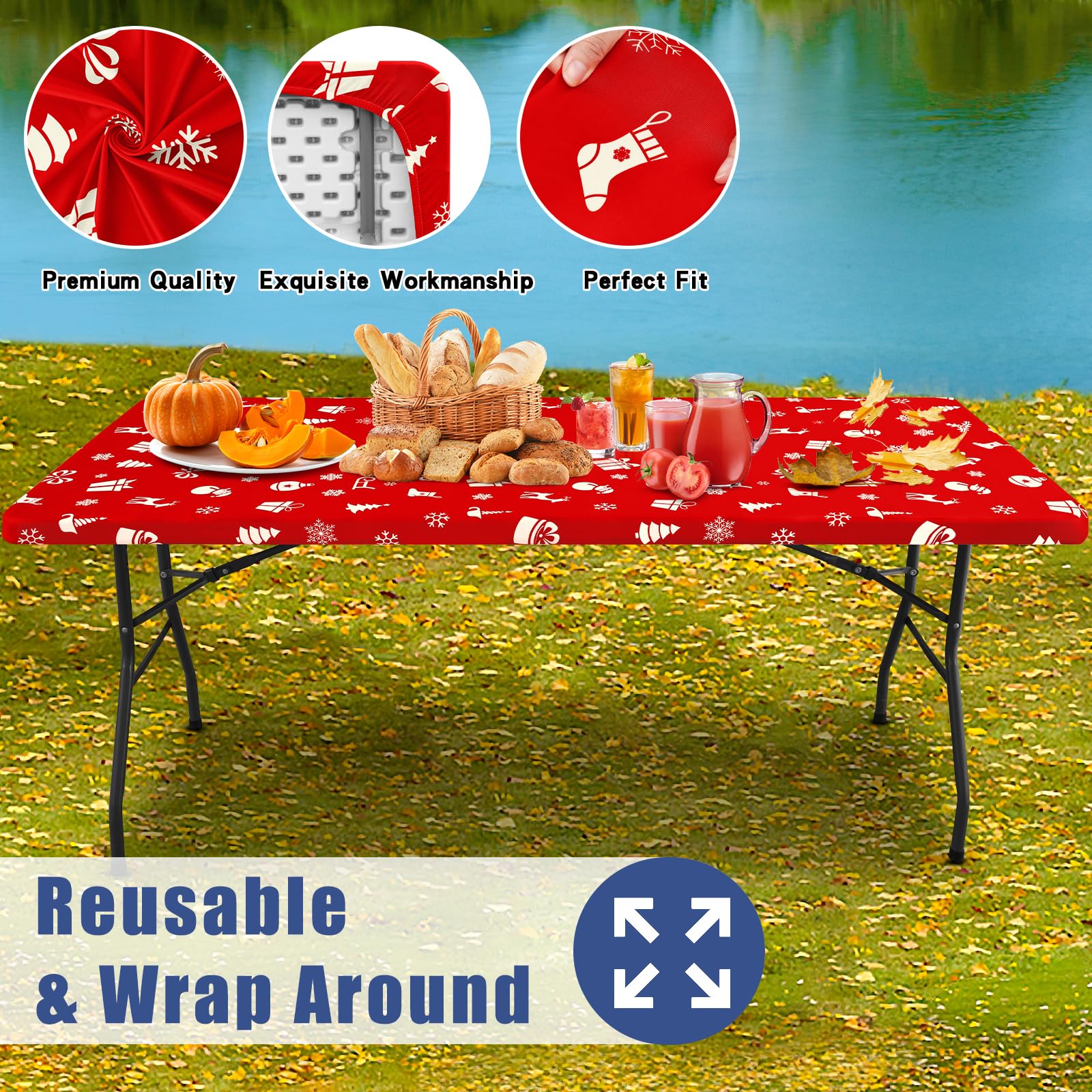 Moosfor Spandex tablecloth two-pack provides flexibility for multiple surfaces.