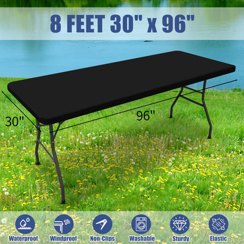 Moosfor Spandex tablecloth elastic edge close-up shows secure fit.