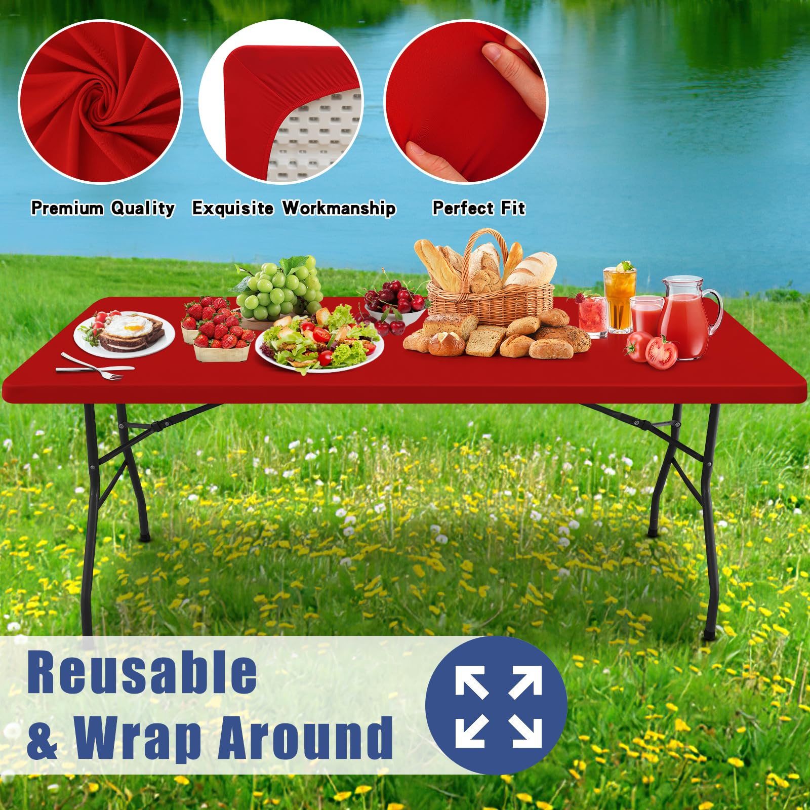 Moosfor Spandex 6ft tablecloth outdoors ideal for picnics
