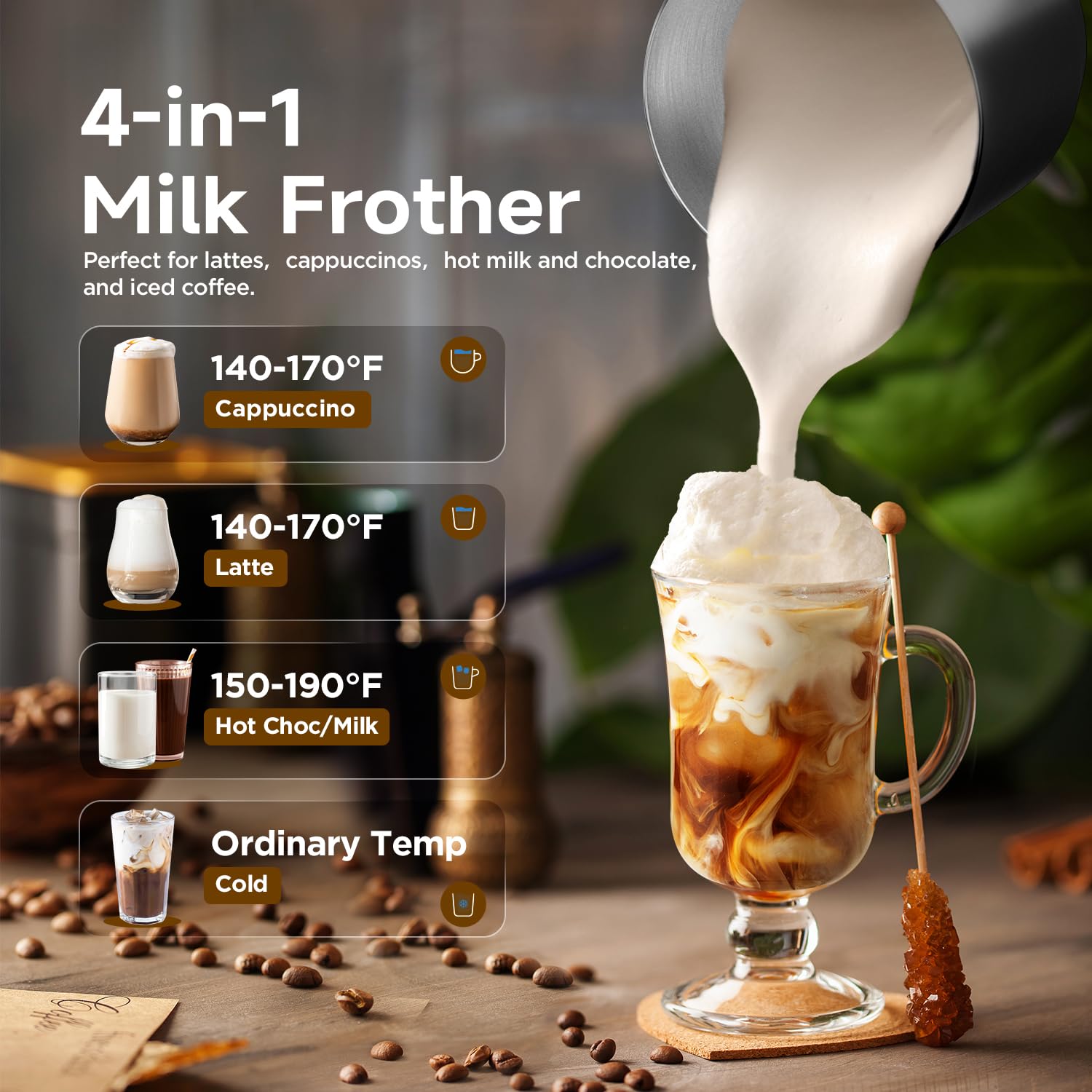 Moosum hot chocolate maker heats milk for warm cocoa drinks