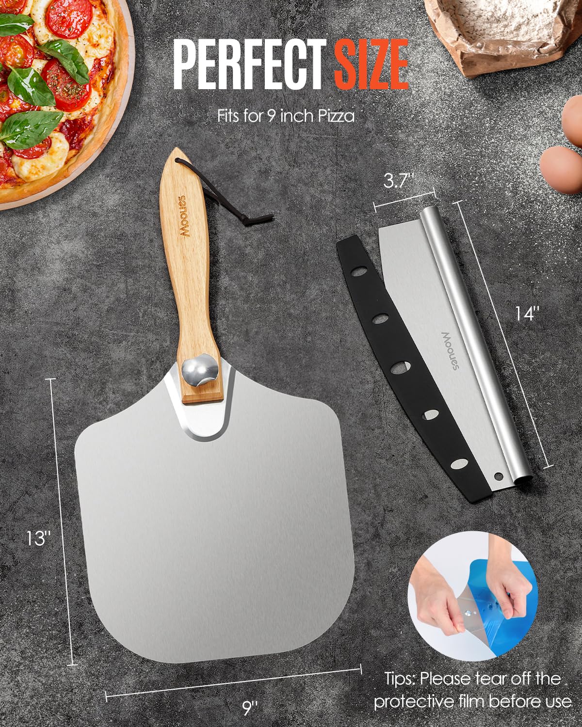 Mooues aluminum pizza peel offers durable, lightweight performance