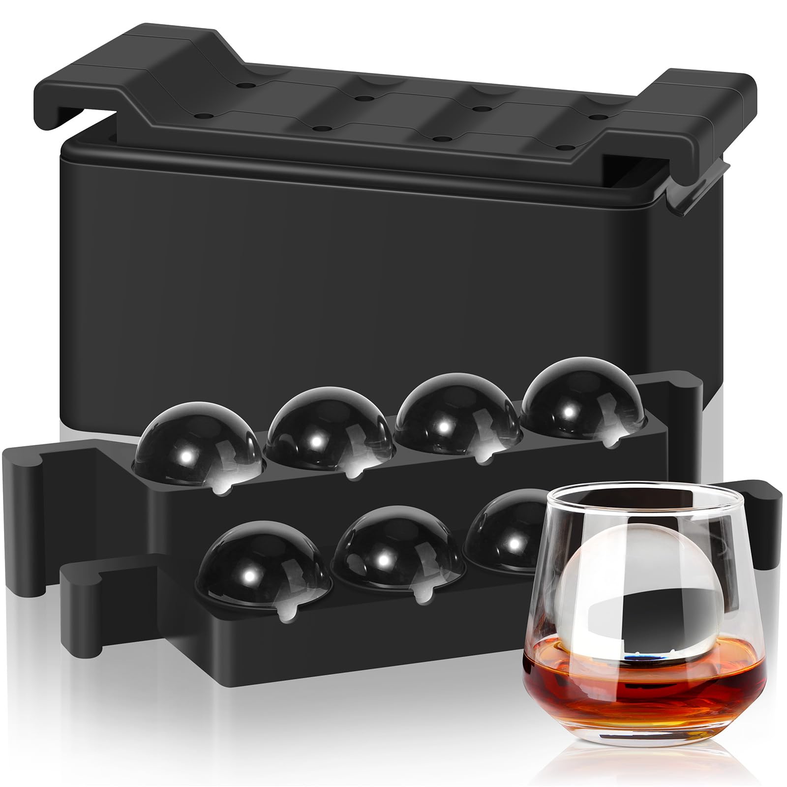 Mooues clear ice ball mold produces 2-inch, glass-like ice for cocktails.